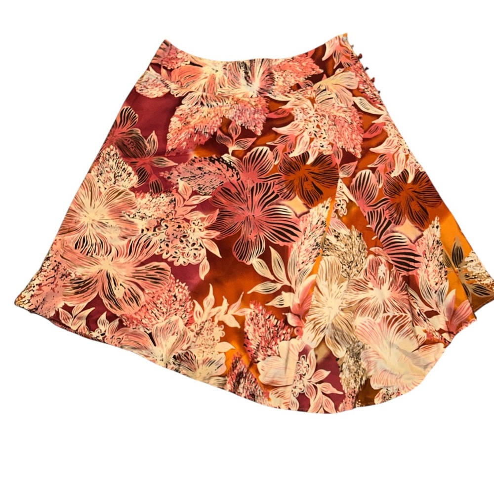 Vibrant Floral Silk Skirt | 8P